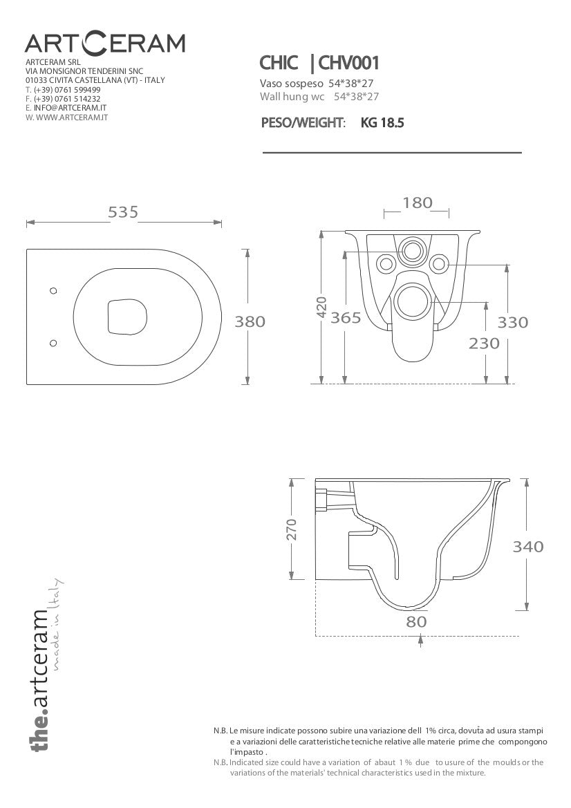 Vaso sospeso senza brida Chic