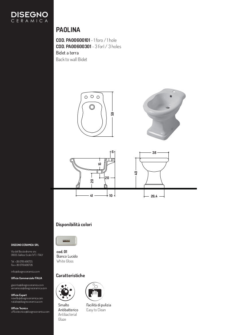 Bidet Terra 3 fori Paolina