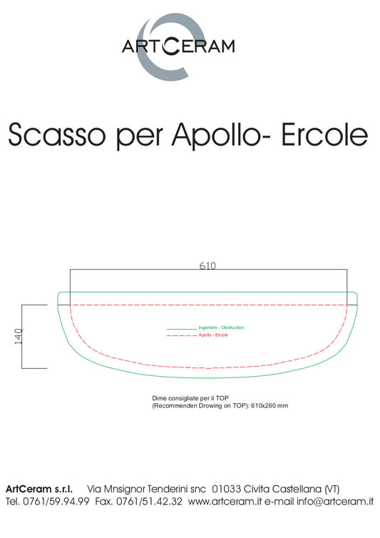 Lavabo semincasso cm 66x49 Apollo