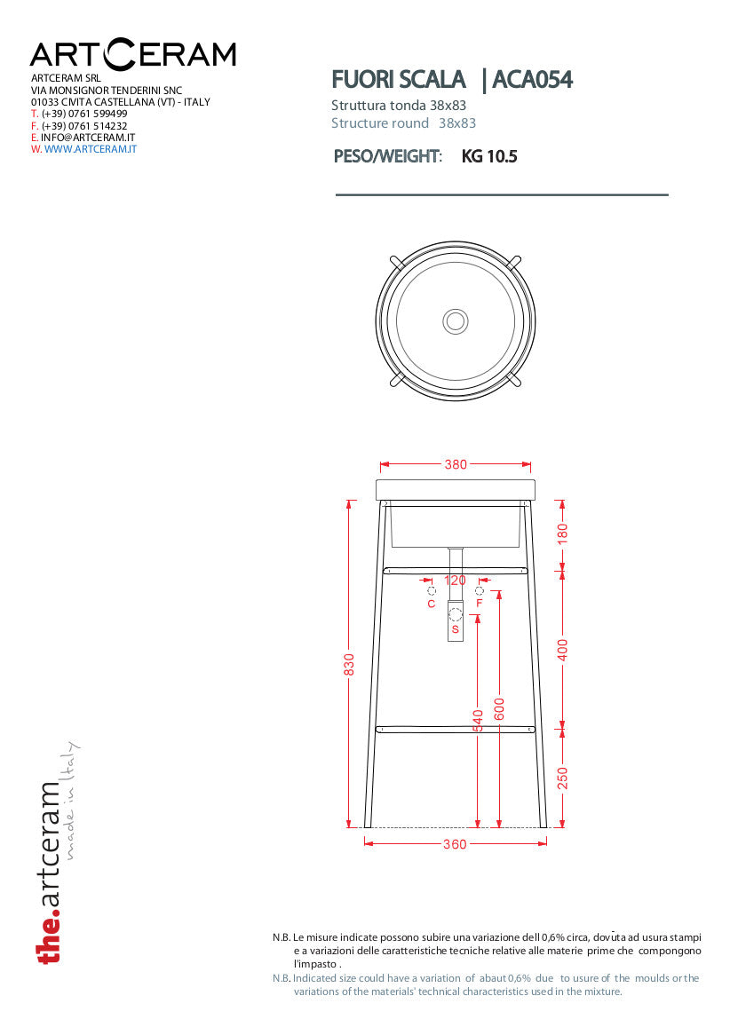 Lavabo appoggio/incasso/per struttura dedicata cm 40 Fuori Scala