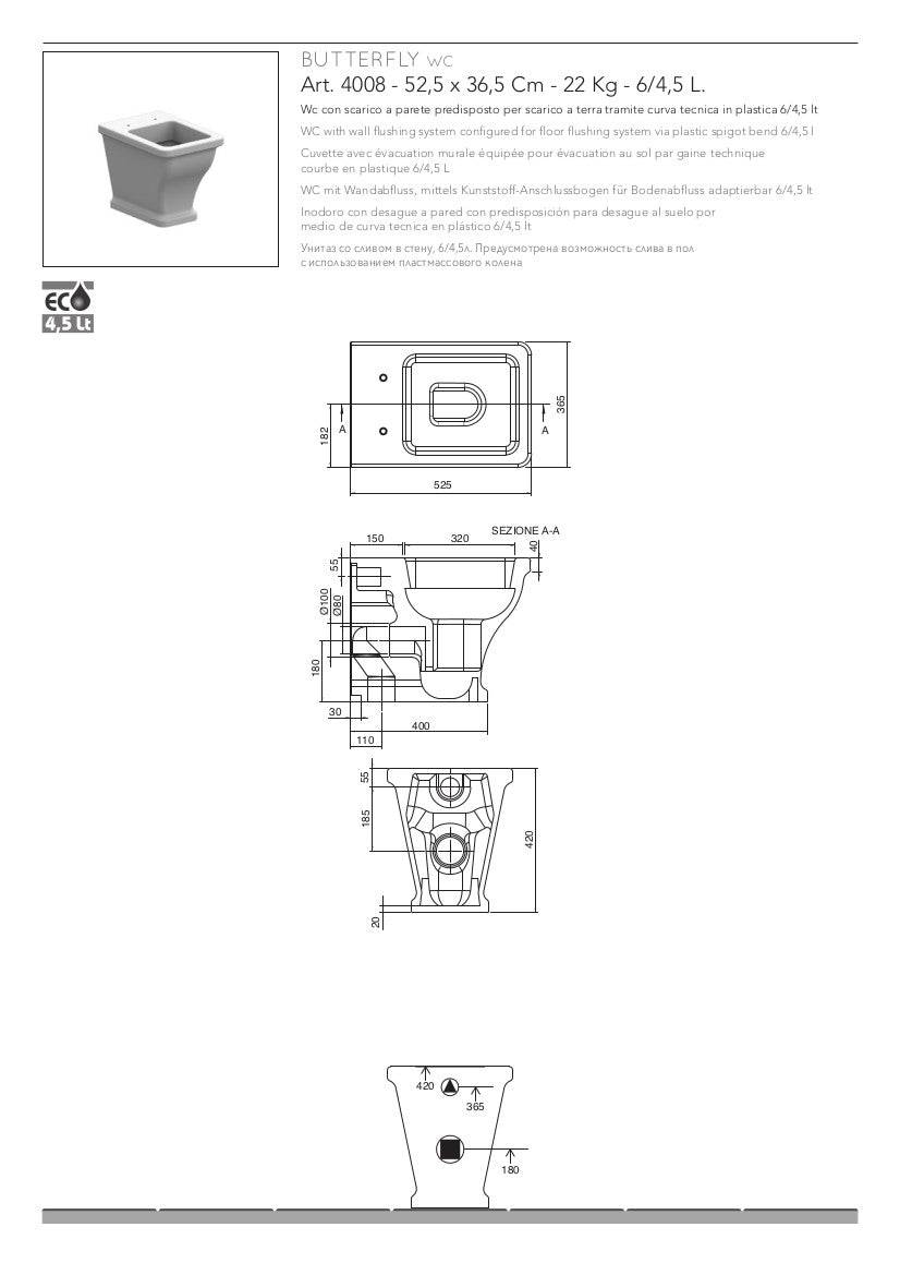 Sanitari a terra Butterfly