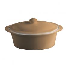 Oval casserole with lid White/Honey