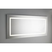 Polished wire mirror 140x65H, PVC frame and perimeter sandblasting inside front.