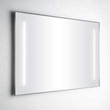 Polished wire mirror with two backlit bands.
