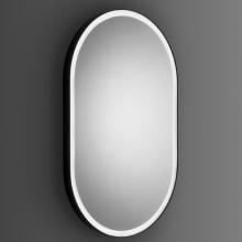 Polished wire mirror, shaped 50x90h with black powder-coated metal frame.