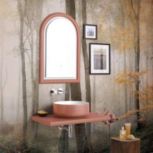 Composition Washbasin Bucchero With Shelf and Mirror Orange Cameo