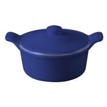 Round casserole with lid White/Cobalt