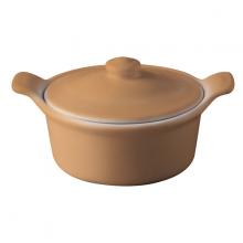 Round casserole with lid White/Honey