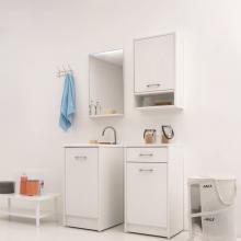 Laundry wall unit door left opening with shelf Jolly White