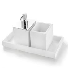 Set 3 pieces, Dispenser, Brush, Tray BeMood white