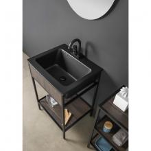 Washbasin unit with black ceramic sink and shelf Skema