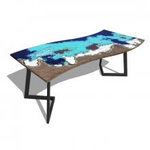 Modern table in lavastone and iron Onda