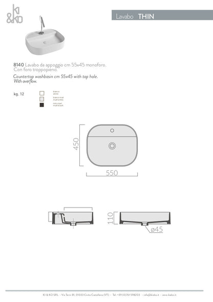 Lavabo da appoggio bordo fino Thin 45