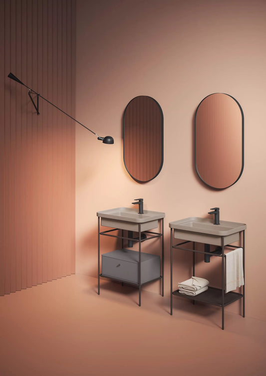 Composizione struttura con cassetto e lavabo rettangolare cm 60 Fuori Scala