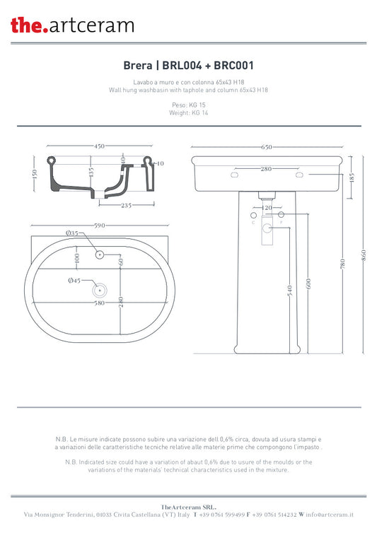 Colonna per lavabi Brera