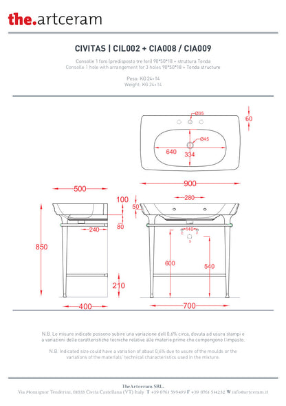 Struttura Tonda con griglia per consolle Civitas cm 90