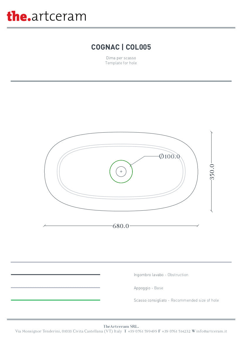 Lavabo Appoggio 68x35 Cognac Marmi & Graniglie