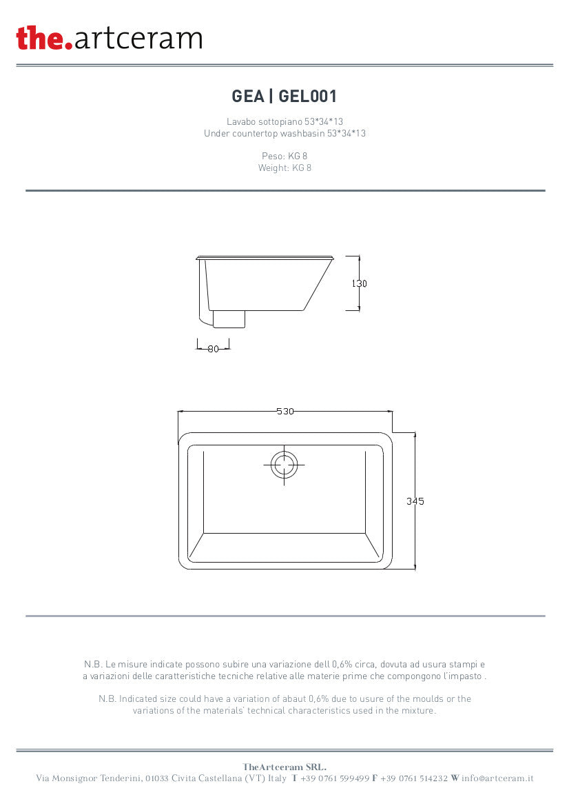 Lavabo Sottopiano Gea