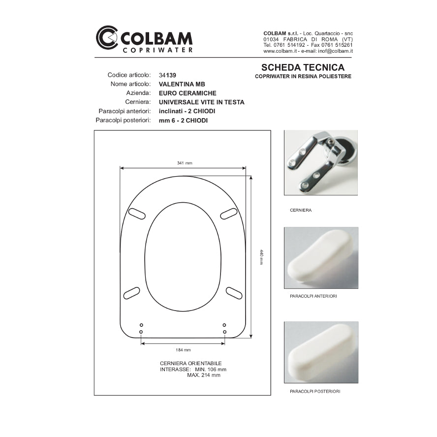 Copriwater Compatibile Valentina Monoblocco