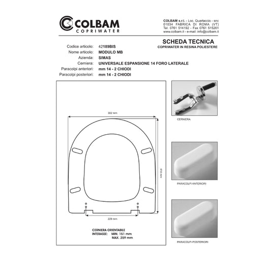 Copriwater Compatibile Modulo Monoblocco