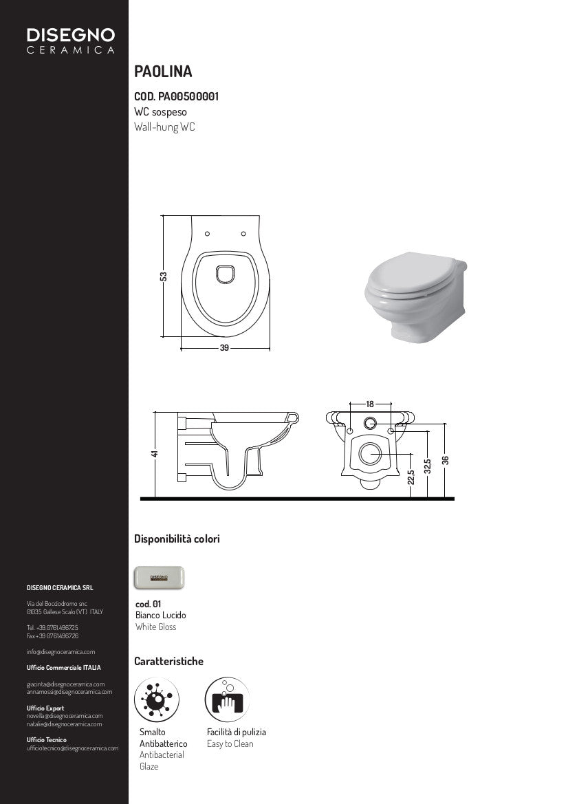 Vaso Wc Sospeso Paolina
