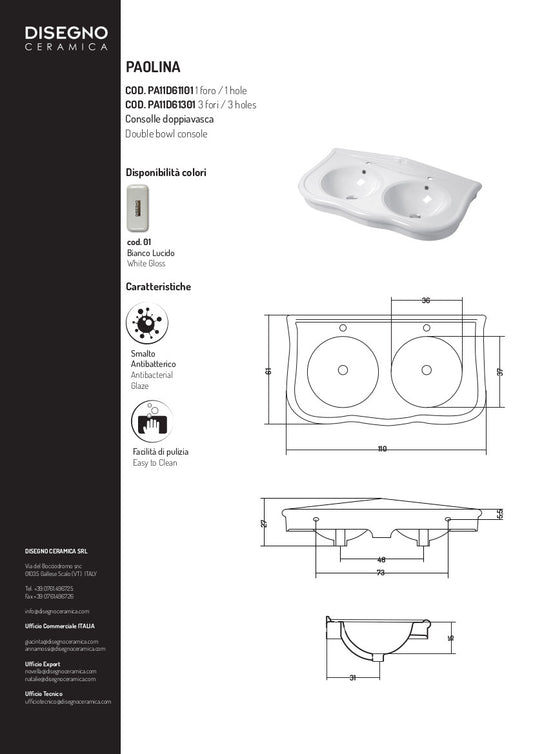 Lavabo Doppiavasca Paolina