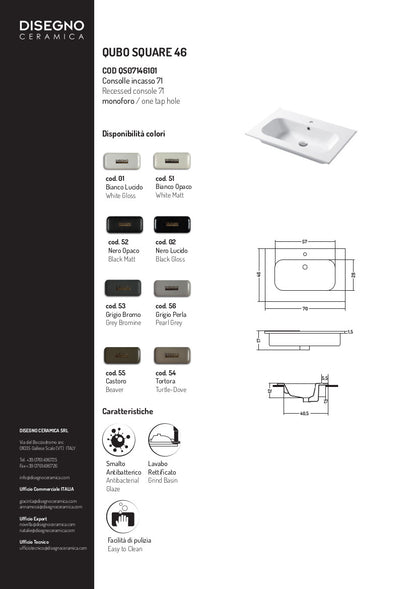 Consolle da incasso cm 71x46 Qubo Square 46