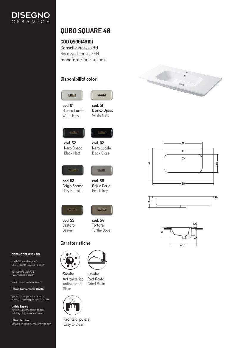 Consolle da incasso cm 91x46 Qubo Square 46