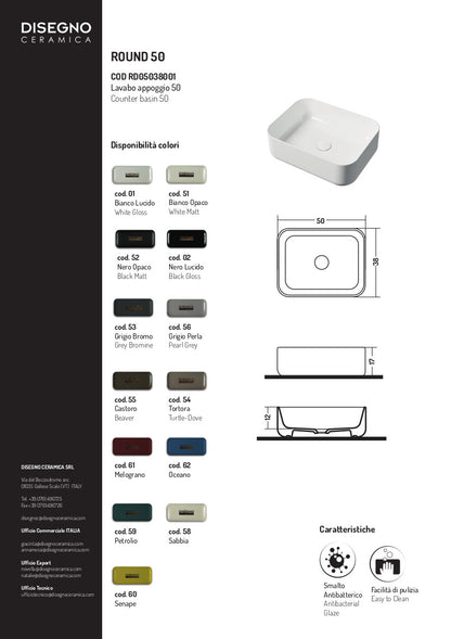 Lavabo Appoggio cm 50x38 Round