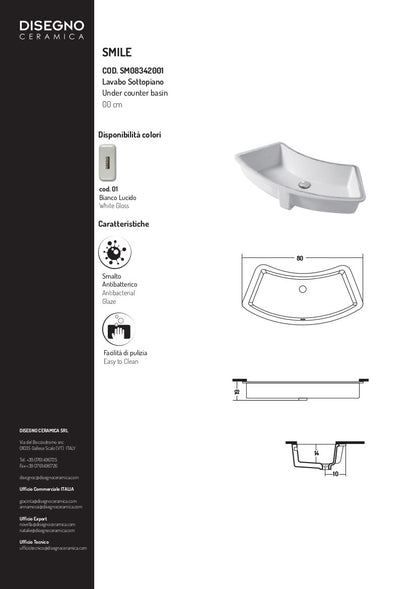 Lavabo Sottopiano cm 80 Smile