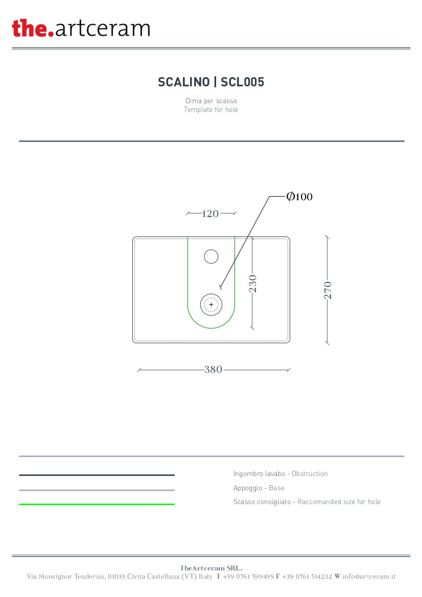 Lavabo sospeso/appoggio cm 38x27 Scalino