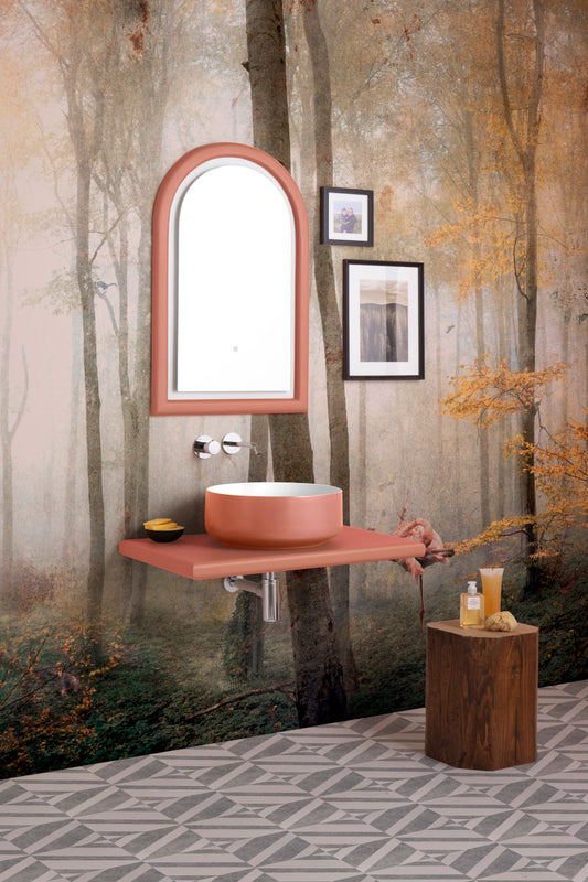 COMPOSIZIONE BUCCHERO CON MENSOLA E SPECCHIO ARANCIO CAMMEO