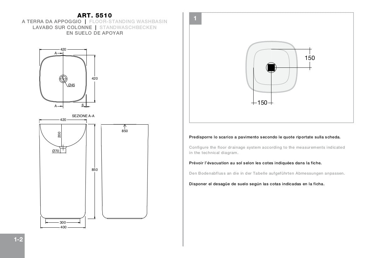 Lavabo a terra da appoggio Moon