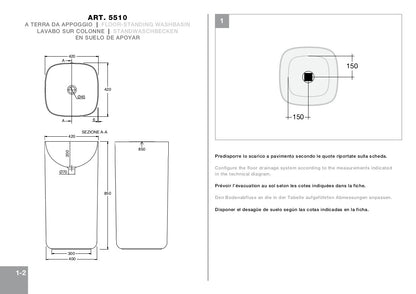 Lavabo a terra da appoggio Moon