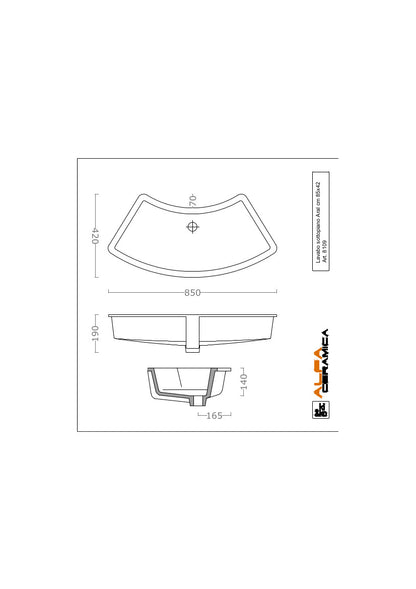 Lavabo Sottopiano cm 85x42 Aral