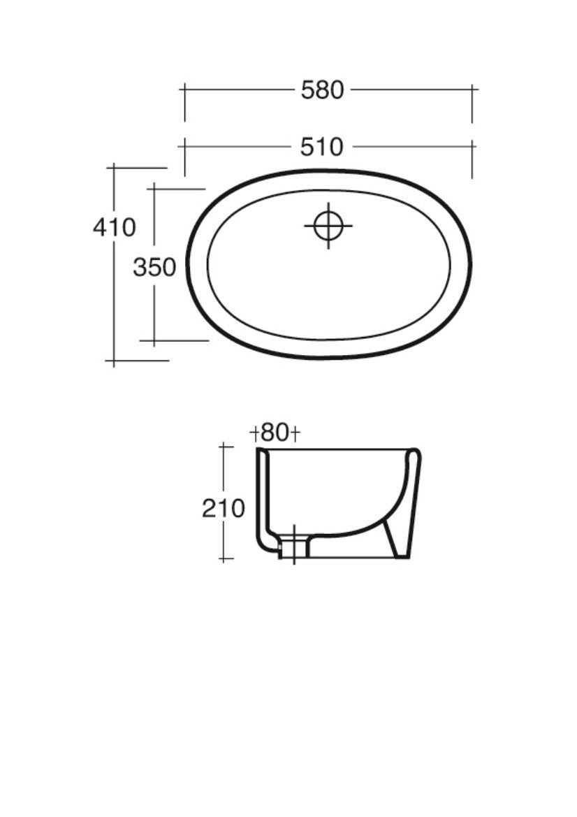 Lavabo Sottopiano cm 58x39 Parigi