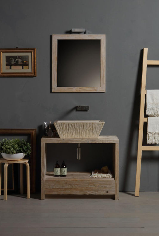 MOBILE DA TERRA IN LEGNO CON CASSETTONE