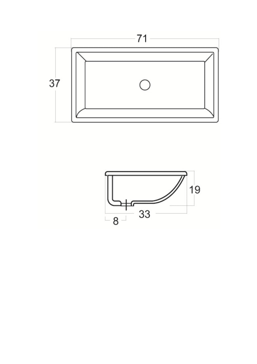 Lavabo Sottopiano cm 71x37 Small