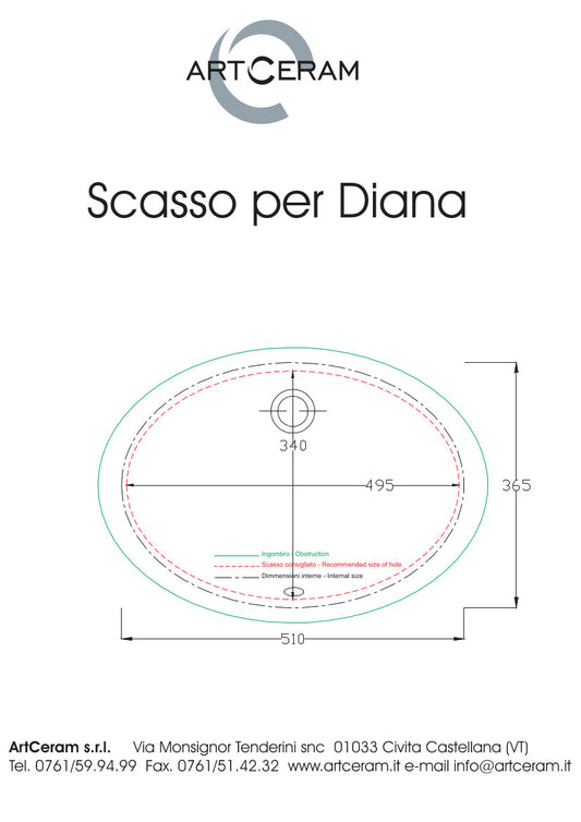 Lavabo sottopiano cm 57x40 Diana