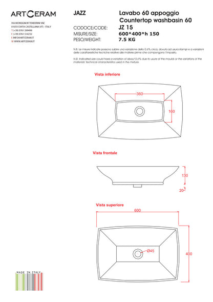 Lavabo appoggio Jazz