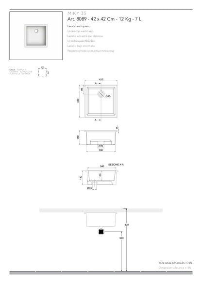 Lavabo sottopiano Miky