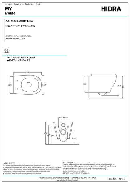 Vaso sospeso senza brida My