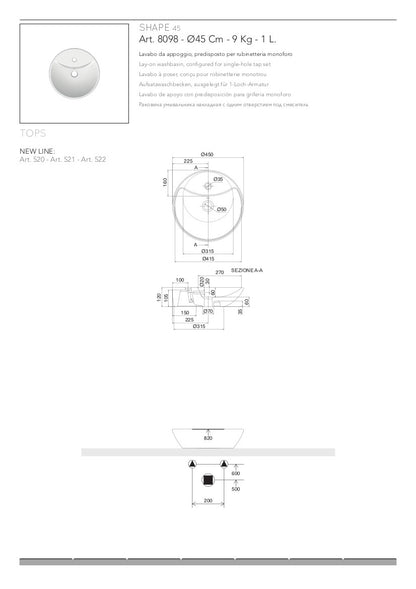 Lavabo da appoggio Shape