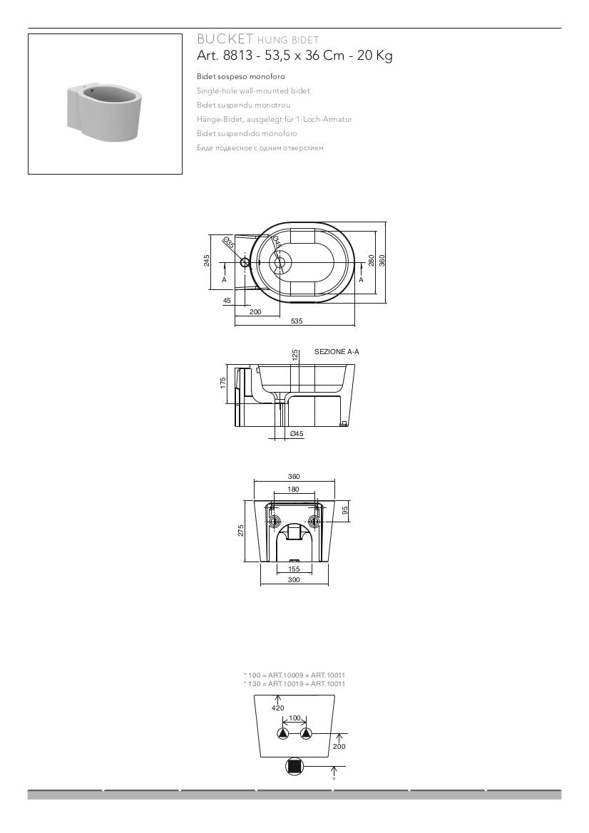 Sanitari bagno sospesi Bucket