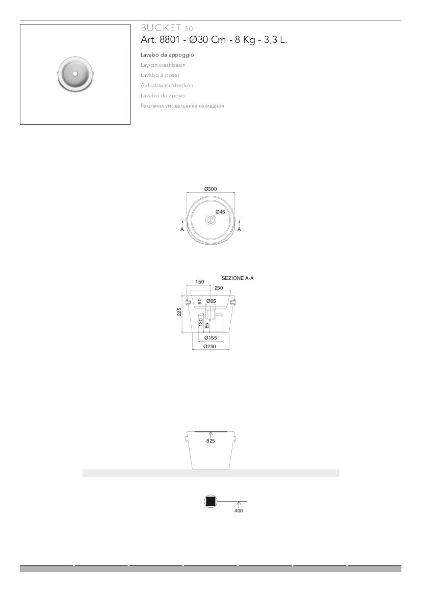 Lavabo appoggio cm 30  Bucket