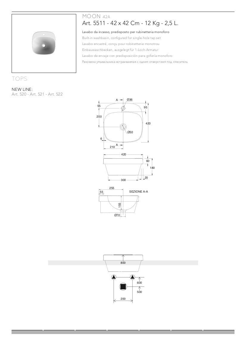 Lavabo da incasso Moon