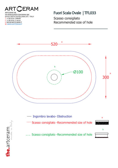 Lavabo ovale appoggio/incasso/per struttura dedicata cm 58x35 Fuori Scala