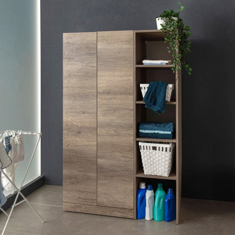 Composizione bagno/lavanderia cm 110 con colonna portalavatrice/asciugatrice