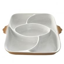 Appetizer Tray 5 Spaces White/Honey