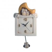 Pendulum Clock Owl and Moon